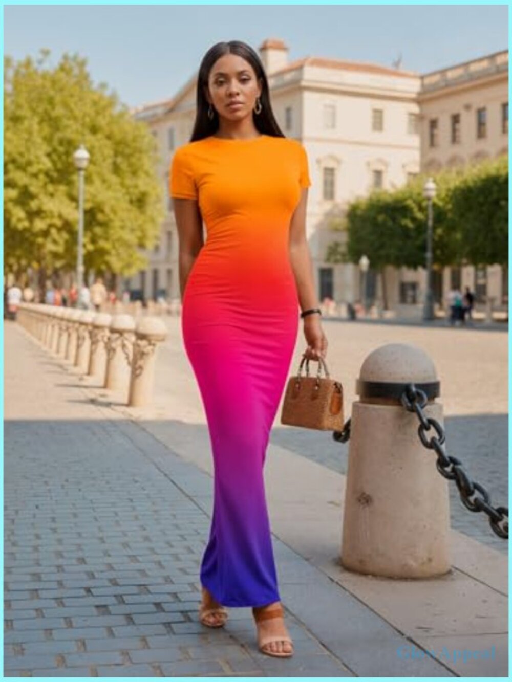 Sexy Bodycon Maxi Dress Short Sleeve Slim Fit Summer Dress - Picture 2 of 4